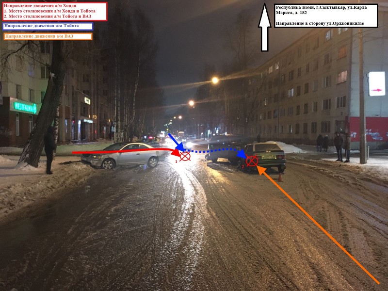 В Сыктывкаре в тройном ДТП пострадал молодой водитель