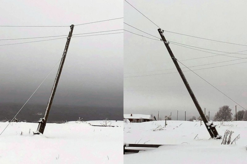 Завалившийся три недели назад столб электропередач в Куратово обещали заменить

