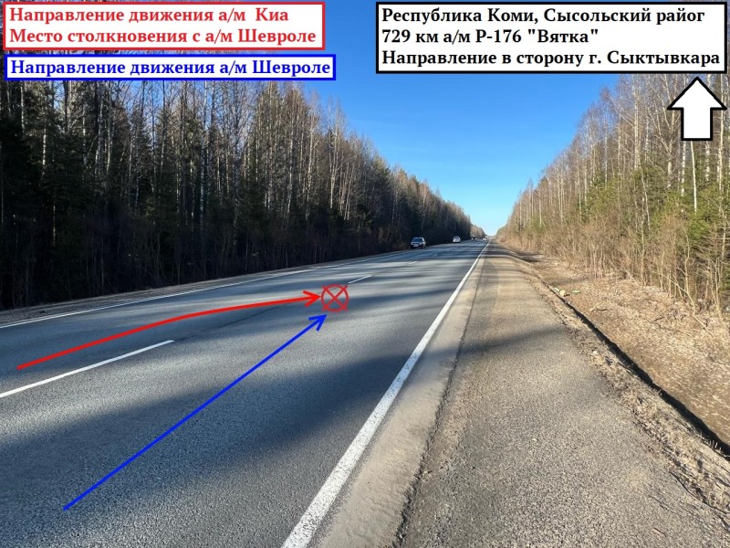 В Сысольском районе водитель Kia отправил в кювет женщину на Chevrolet