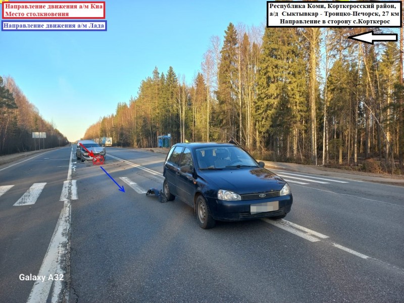 В столкновении Kia и "Лады" на трассе Сыктывкар - Троицко-Печорск пострадала 9-летняя девочка