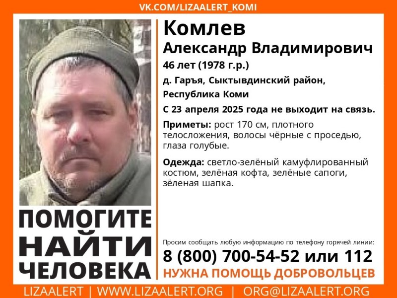 В Сыктывдинском районе пропал мужчина во всём зеленом