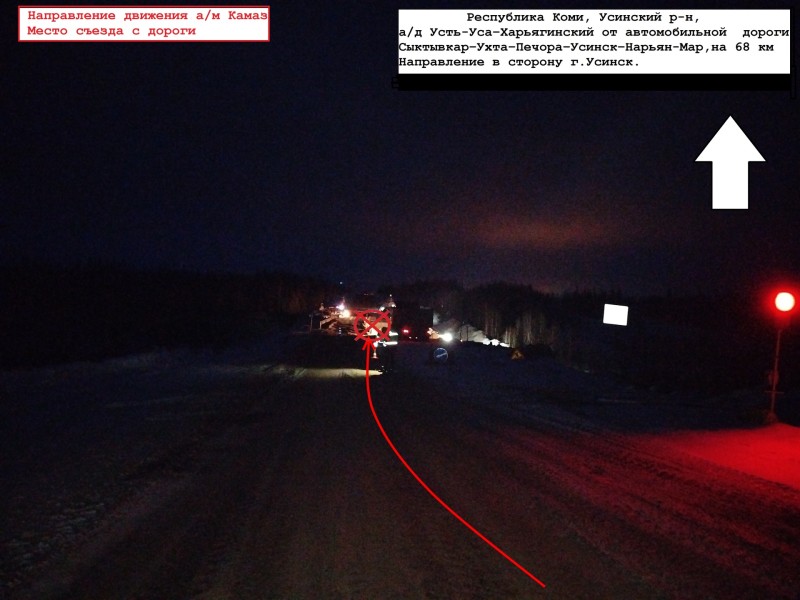 Под Усинском КамАЗ съехал с моста через р.Турунель, водитель грузовика погиб