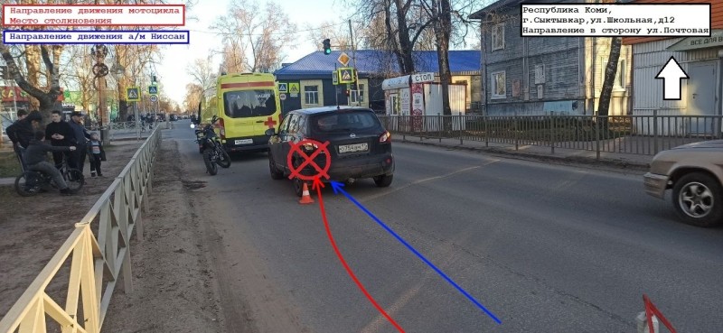 В Сыктывкаре мотоциклист догнал Nissan 