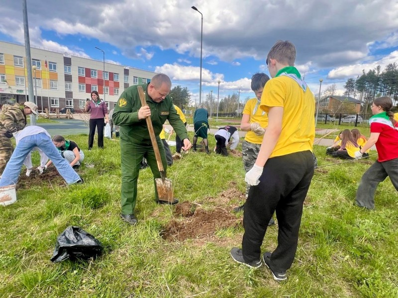 В поселке Краснозатонский высадили Аллею Памяти в честь героев Великой Отечественной войны