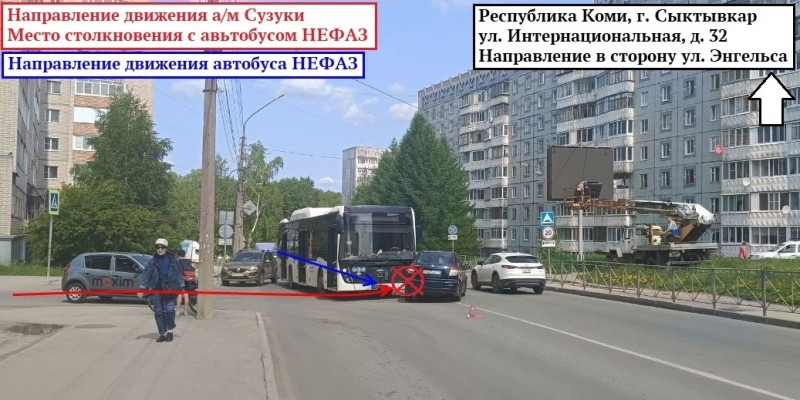 В Сыктывкаре при столкновении Suzuki и автобуса пострадал ребенок 