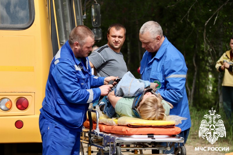 В Княжпогостском районе прошли учения по ликвидации последствий крупного ДТП