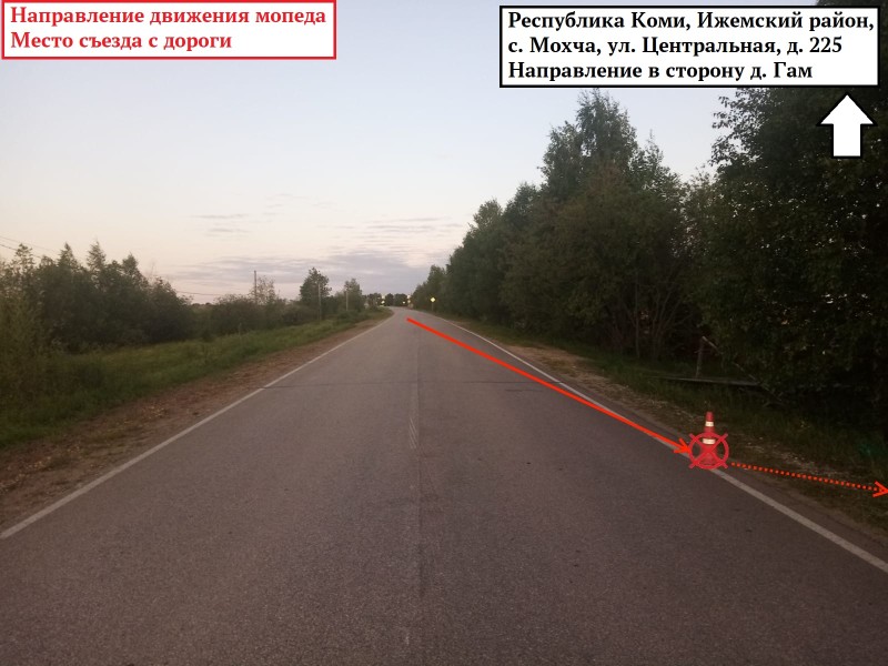 В Ижемском районе Коми несовершеннолетний водитель мопеда улетел в кювет