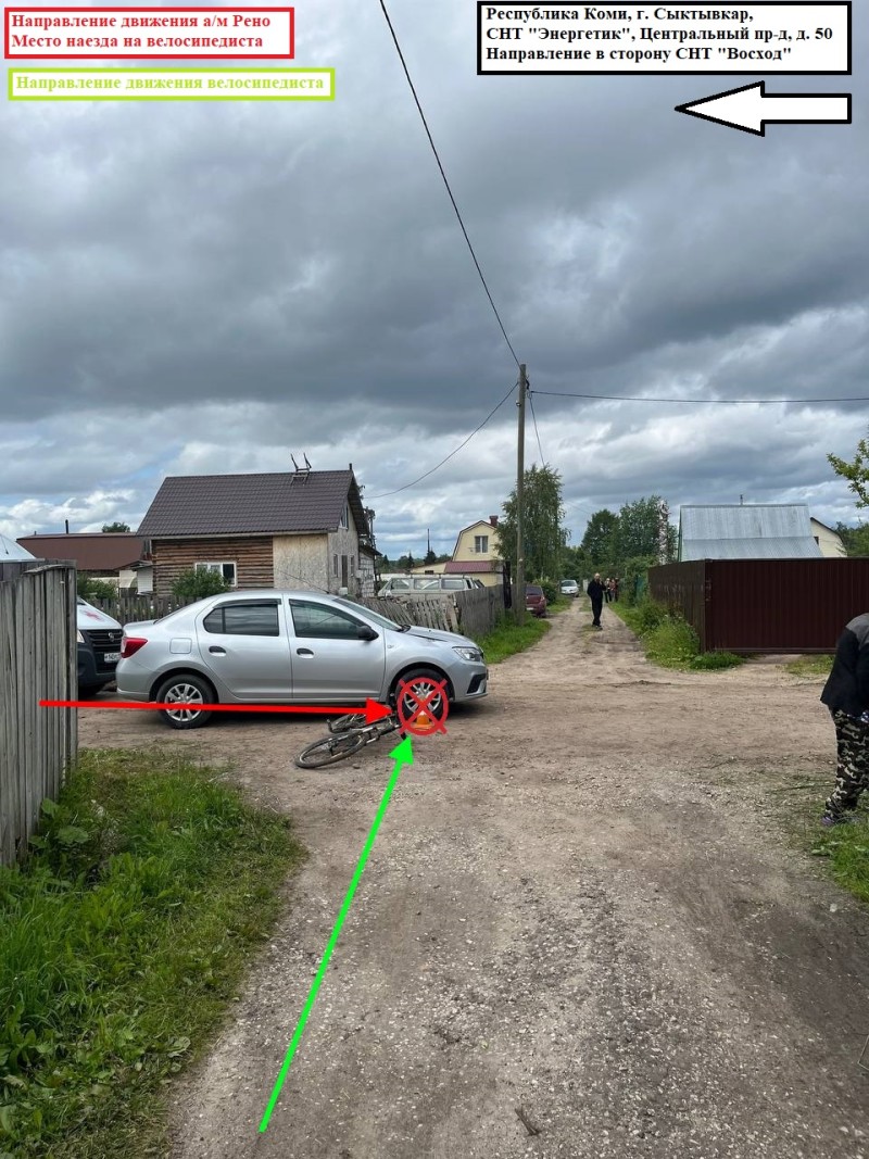 В Сыктывкаре водитель Renault сбил юного велосипедиста 
