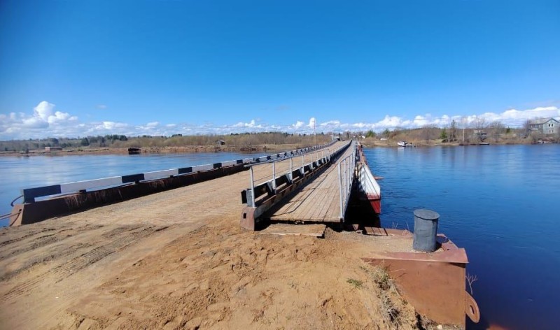 В Сысольском районе завершен ремонт наплавного моста через реку Сысолу
