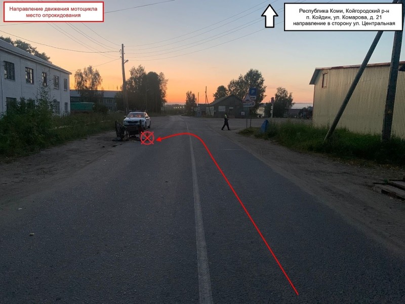 В Койгородском районе нетрезвый мотоциклист опрокинулся на проезжей части и попал в больницу