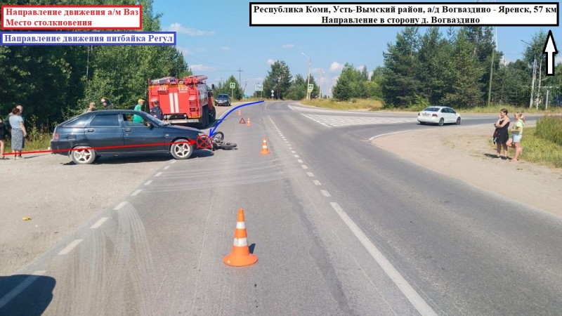 В Усть-Вымском районе после столкновения с ВАЗ-2112 госпитализированы трое несовершеннолетних пассажиров питбайка