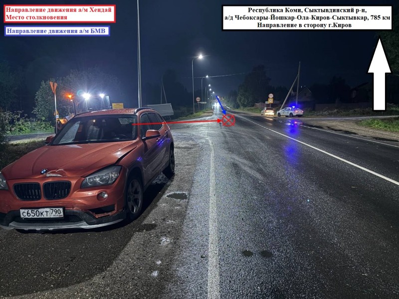 В Сыктывдинском районе столкнулись Hyundai и BMW, есть пострадавший