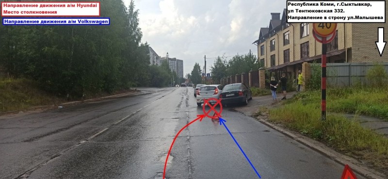 В Сыктывкаре столкнулись Hyundai и Volkswagen, есть пострадавшая