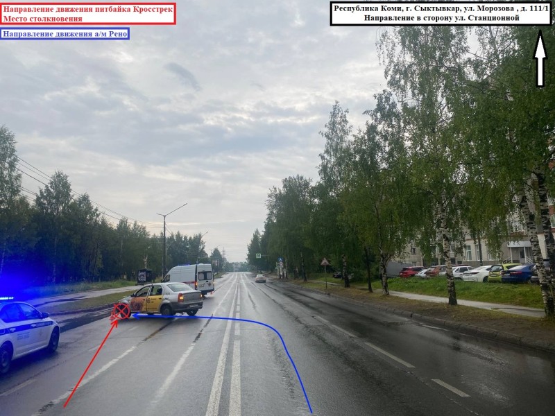 Пьяный водитель питбайка устроил ДТП в Сыктывкаре