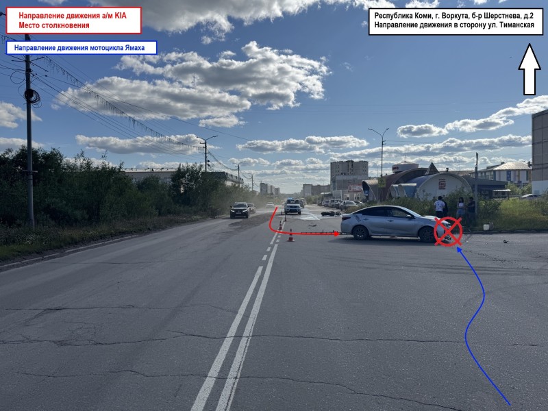 В Воркуте байкер и Kia Rio не поделили улицу