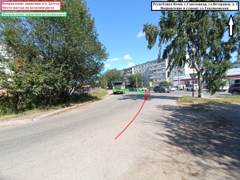 В Сыктывкаре велосипедист ушиб нос об машину 