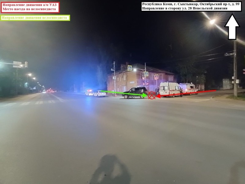 В Сыктывкаре выехавшая под колеса внедорожника велосипедистка попала в больницу