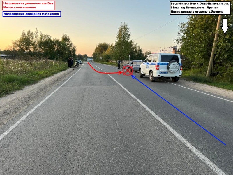 В Усть-Вымском районе водитель ВАЗа отправил в больницу мотоциклиста и его пассажира