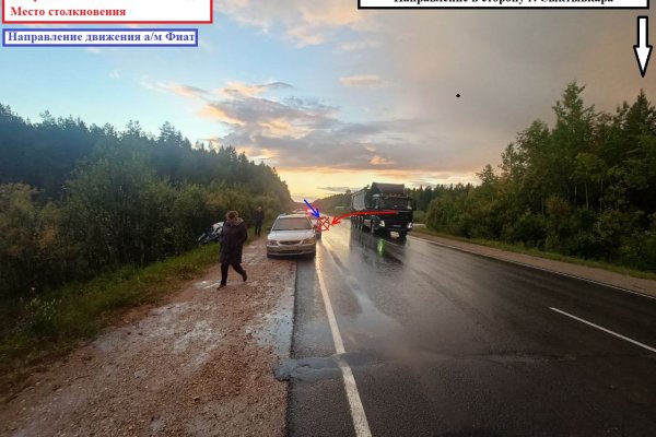 На объездной Сыктывкара водитель Hyundai отправила в кювет Fiat