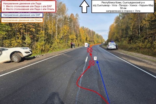 Тройное ДТП произошло на трассе Сыктывкар - Нарьян-Мар 