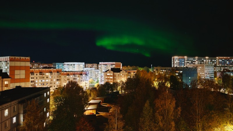 Северное сияние озарило небо над Коми 