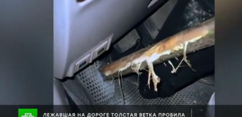 На федеральном ТВ показали, как сосновый кол пробил днище внедорожника и едва не убил водителя в Коми