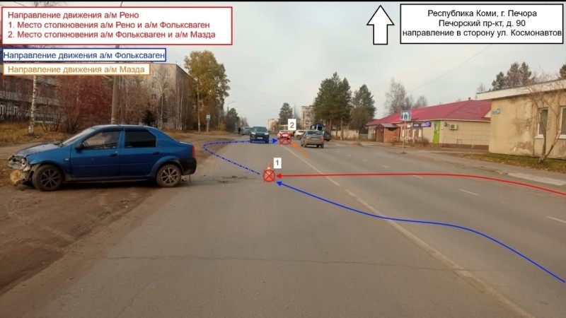 Поворот не туда: водитель Renault стал причиной массового ДТП в Печоре