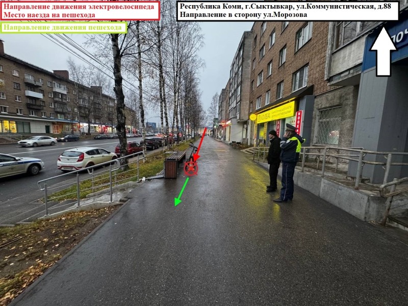 В Сыктывкаре мужчина на электровелосипеде наехал на девочку-подростка с 9-месячным ребенком на руках 