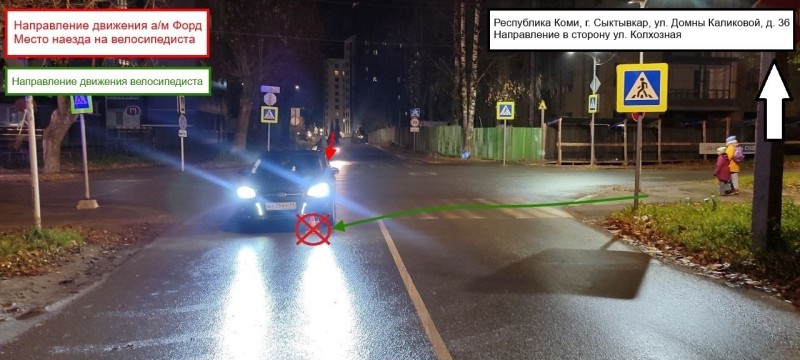 В Сыктывкаре мальчик на велосипеде попал под машину 