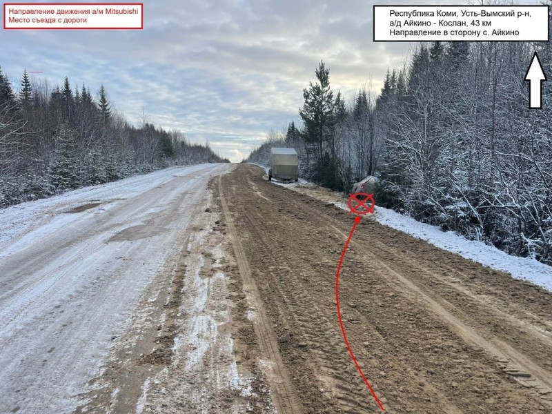 В Усть-Вымском районе водитель Mitsubishi съехал в кювет, двое пассажиров получили травмы