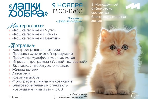 В Молодежной библиотеке Коми пройдет благотворительная акция 