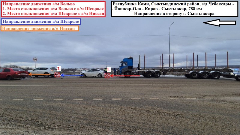 В Сыктывдинском районе водитель большегруза Volvo устроил тройное ДТП