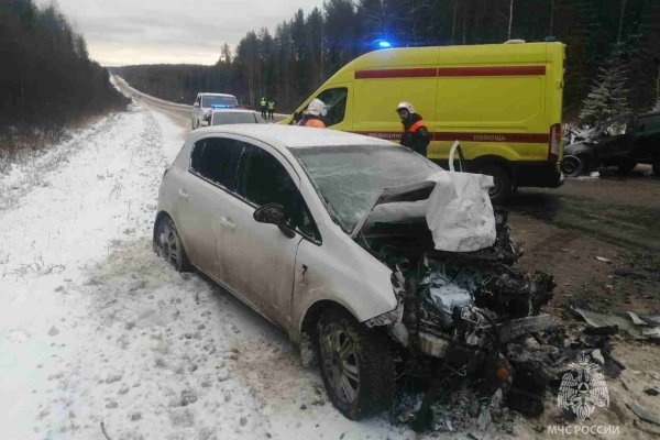 Врачи борются за жизнь водителя Opel, которая пострадала в лобовом столкновении под Сыктывкаром