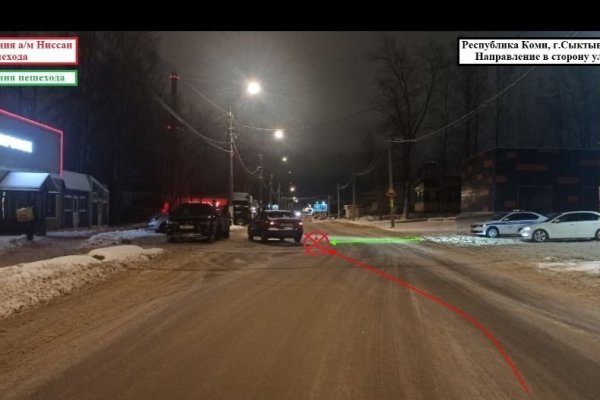 В Сыктывкаре водитель Nissan сбил пенсионерку, переходившую дорогу вне пешеходного перехода