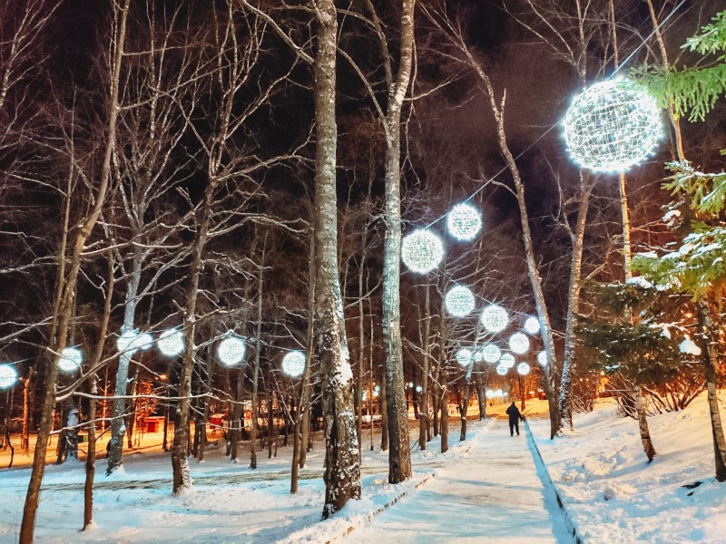 Гигантская новогодняя гирлянда украсила столицу Коми 