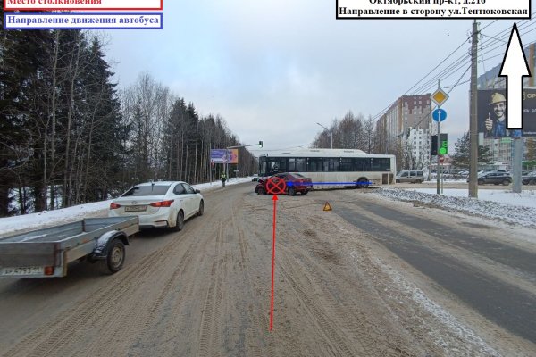 В Сыктывкаре водитель на Renault Logan подрезал пассажирский автобус 