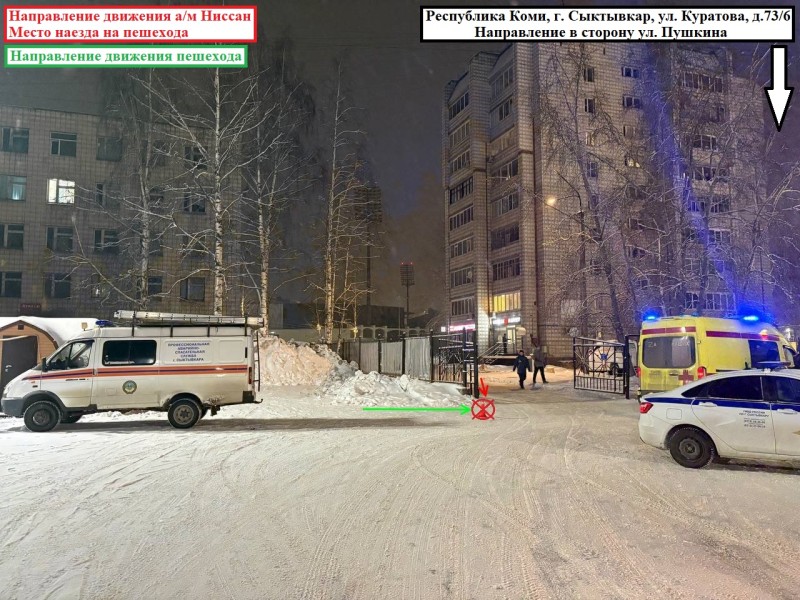 В Сыктывкаре водитель Nissan наехал на 21-летнюю девушку