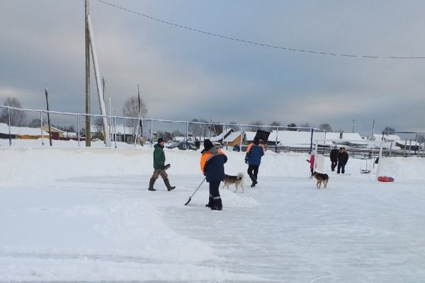 Жители поселка Подзь соорудили каток