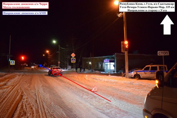 Под Ухтой начинающий водитель Chery спровоцировал ДТП, в котором сам же и пострадал