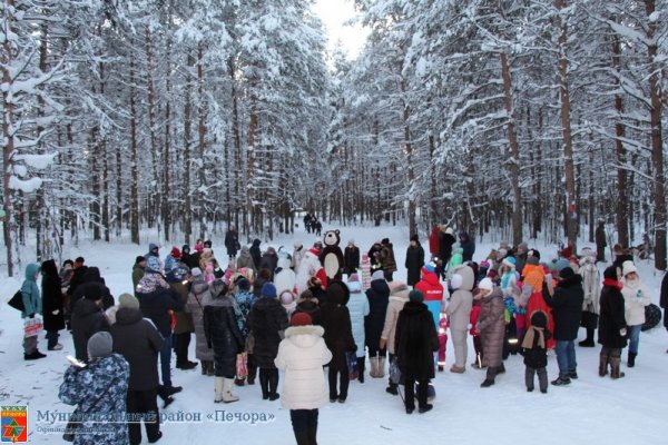 В печорском парке Геологов обустроили Новогоднюю поляну