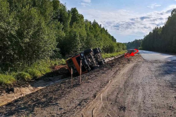 Под Сыктывкаром водитель МАЗа опрокинулся в кювет