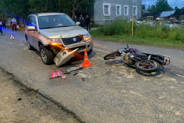 В сосногорском поселке Войвож пьяный мотоциклист врезался во внедорожник Suzuki