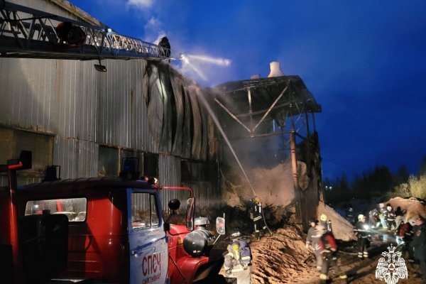 Под Сыктывкаром горит бункер с опилками