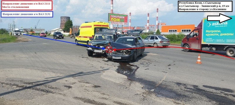 В Эжвинском районе Сыктывкара при столкновении двух ВАЗов пострадали четыре человека