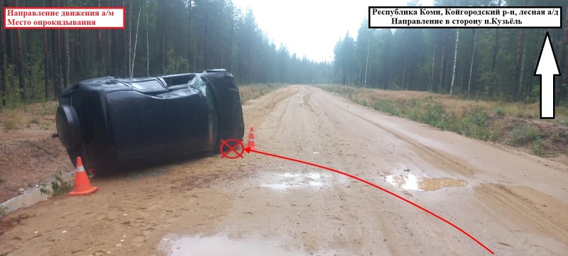 В Койгородском районе авто перевернулось на лесной дороге