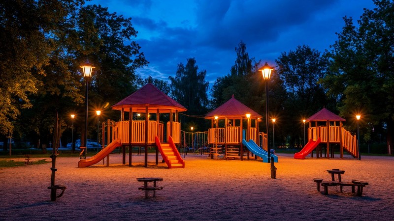 К новой детской площадке в жешартской Лесобазе установят дополнительное освещение