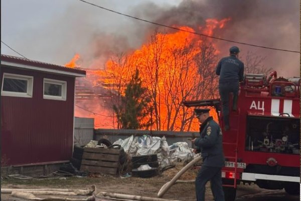 В Сыктывкаре полыхает здание на улице Тентюковской